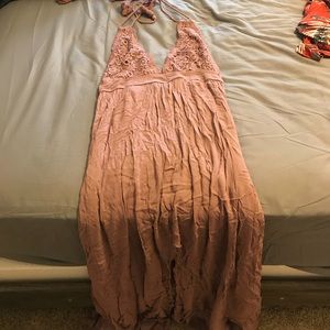 Crochet top halter maxi dress